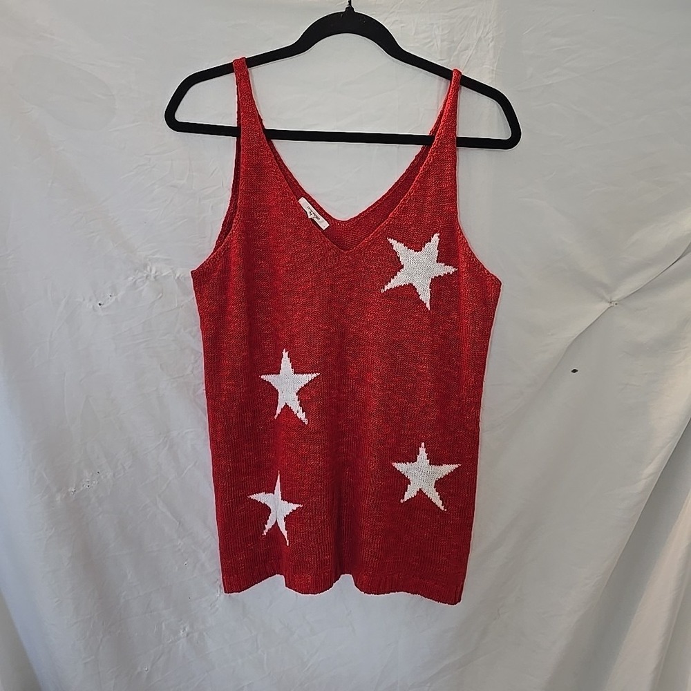 Maurices Knit Vest Red W/white Stars 4th Of July Patriotic American USA Size M
